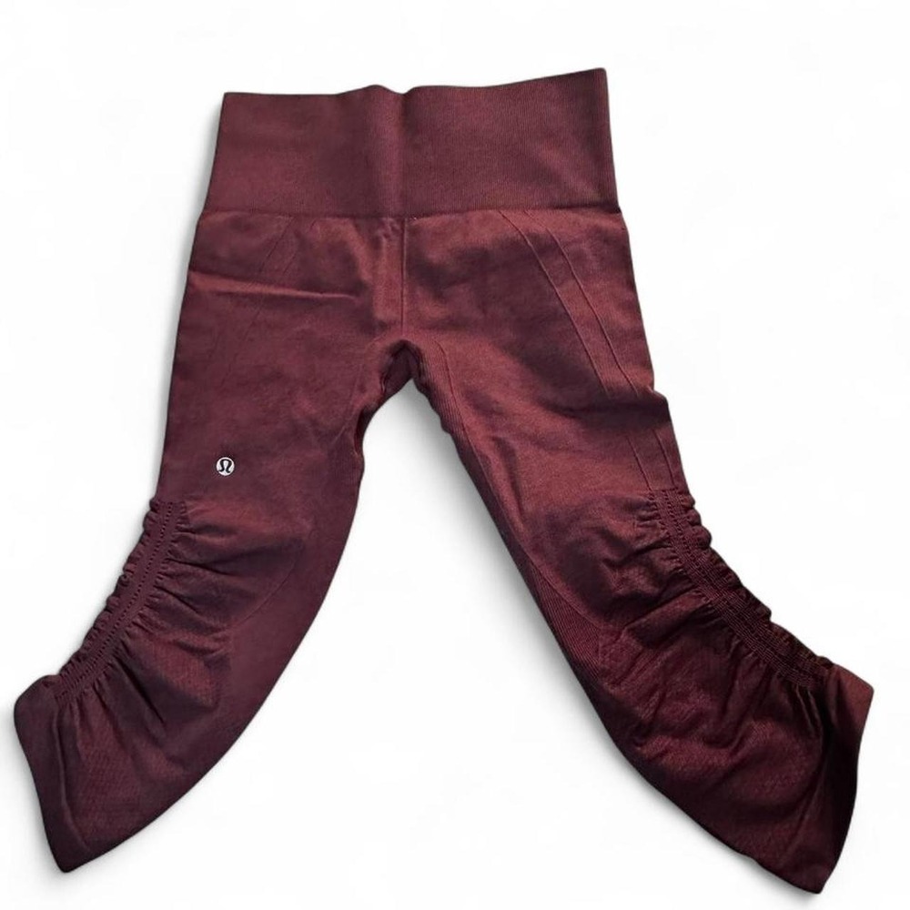 Lululemon Burgundy Ebb to Street Activewear Leggings Ruched High Waisted Sz 4